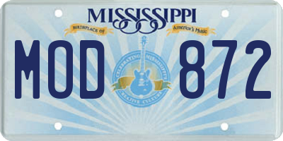 MS license plate MOD872