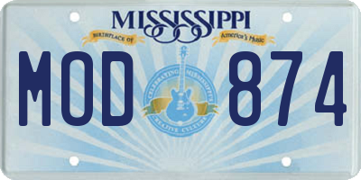 MS license plate MOD874