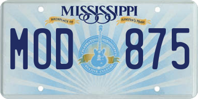 MS license plate MOD875