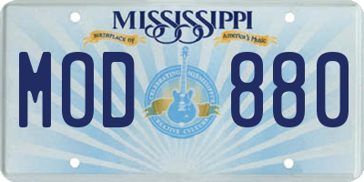 MS license plate MOD880
