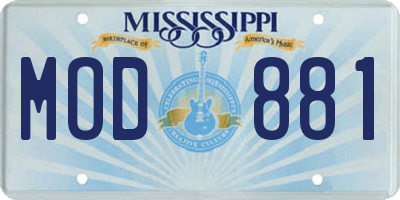 MS license plate MOD881