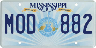 MS license plate MOD882