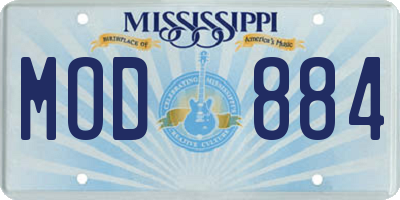 MS license plate MOD884