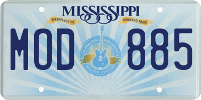 MS license plate MOD885