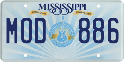 MS license plate MOD886