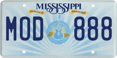 MS license plate MOD888