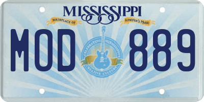 MS license plate MOD889