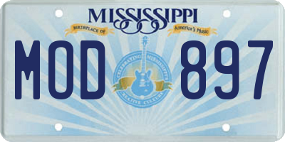 MS license plate MOD897