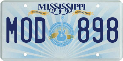 MS license plate MOD898