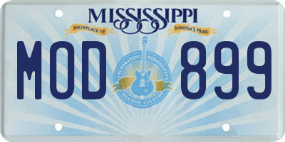 MS license plate MOD899