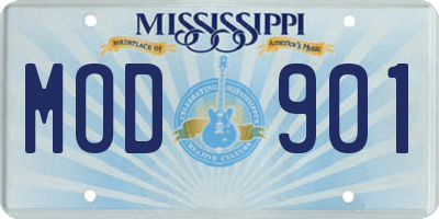 MS license plate MOD901
