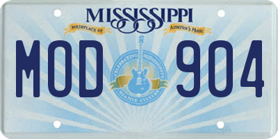 MS license plate MOD904