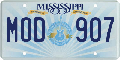 MS license plate MOD907