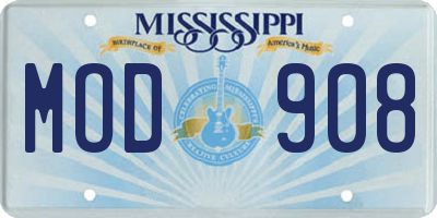 MS license plate MOD908