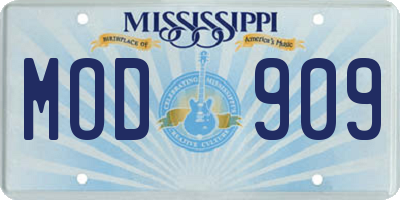 MS license plate MOD909