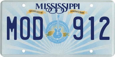 MS license plate MOD912