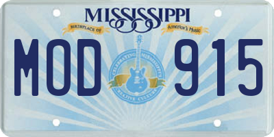 MS license plate MOD915