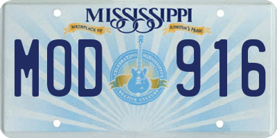 MS license plate MOD916