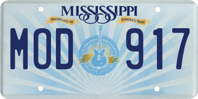 MS license plate MOD917