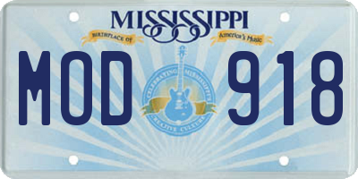 MS license plate MOD918
