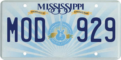 MS license plate MOD929
