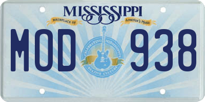 MS license plate MOD938