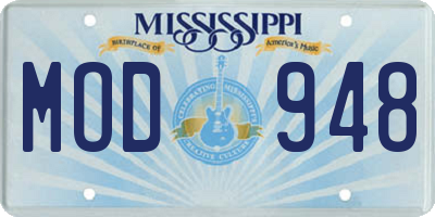 MS license plate MOD948