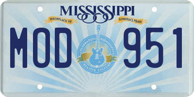 MS license plate MOD951