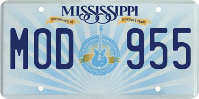 MS license plate MOD955