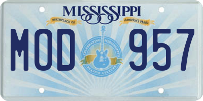 MS license plate MOD957