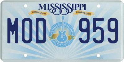 MS license plate MOD959