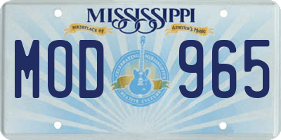 MS license plate MOD965