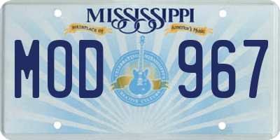 MS license plate MOD967