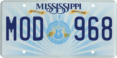 MS license plate MOD968
