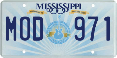 MS license plate MOD971