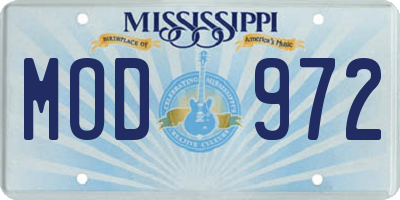 MS license plate MOD972