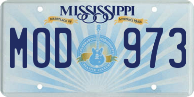 MS license plate MOD973