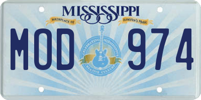 MS license plate MOD974