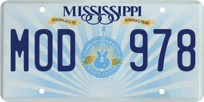 MS license plate MOD978