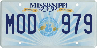 MS license plate MOD979