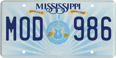 MS license plate MOD986