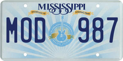 MS license plate MOD987