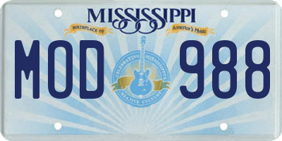 MS license plate MOD988