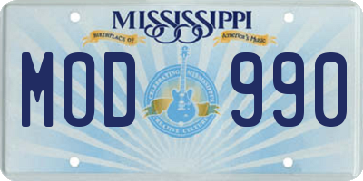 MS license plate MOD990