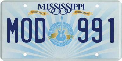 MS license plate MOD991