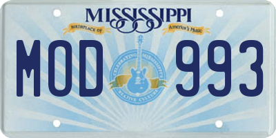 MS license plate MOD993