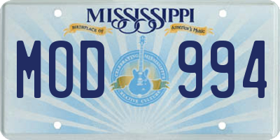 MS license plate MOD994