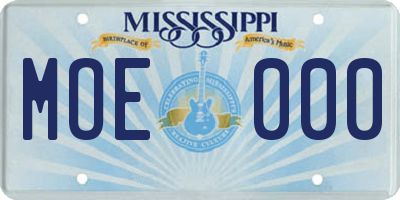 MS license plate MOE000