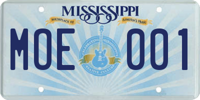MS license plate MOE001