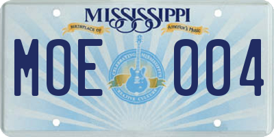 MS license plate MOE004